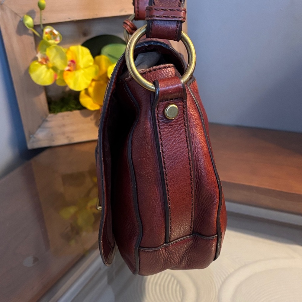 Fossil Vintage Brown Leather Crossbody Saddle Bag - Picture 4 of 14